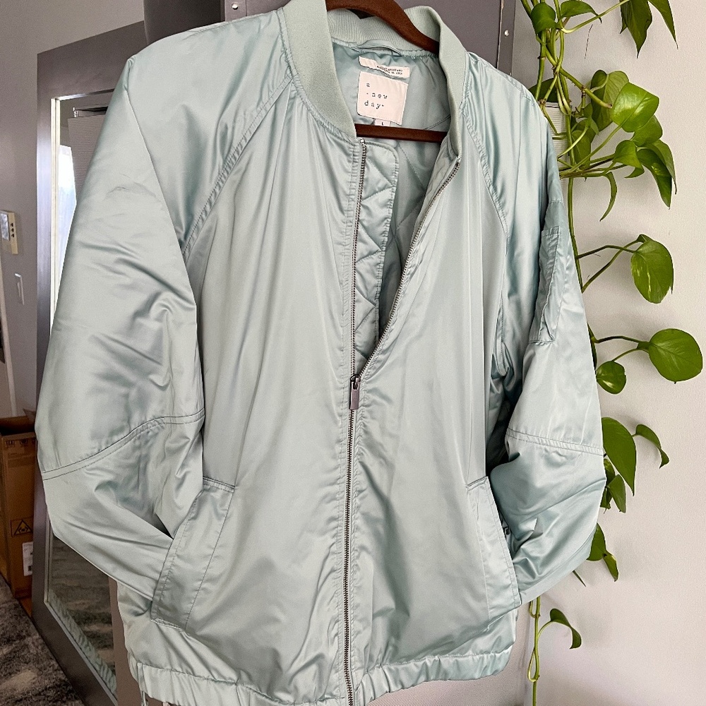 SPRING SALE! A New Day Satin Finish Oversized Bomber Jacket - Size L